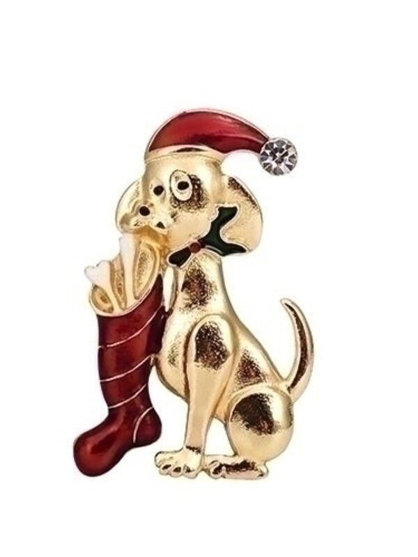 Holiday Puppy Pin 2"h