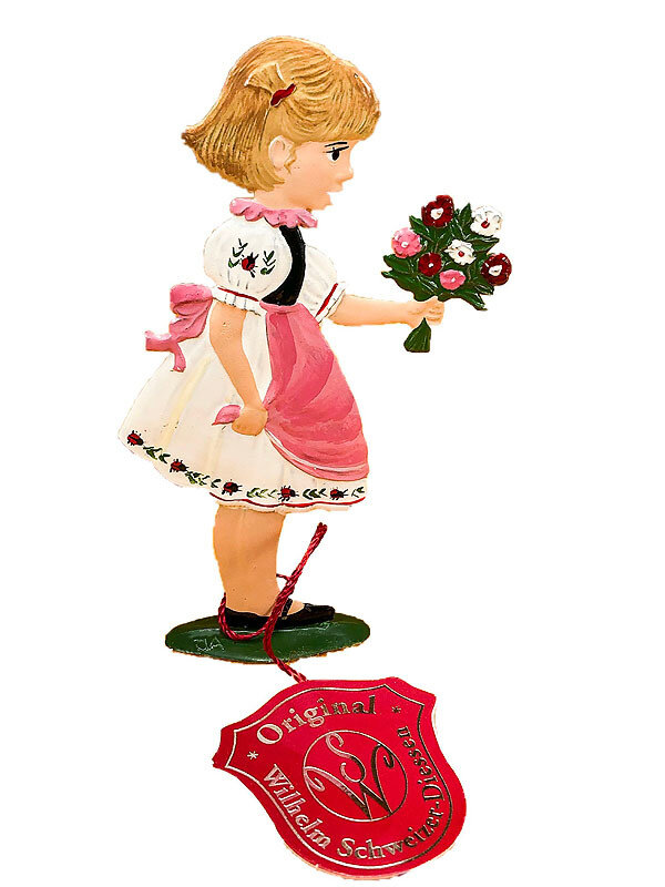 Girl Congratulating figurine Bavarian Pewter 3.5"H
