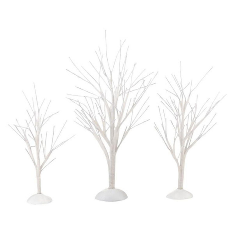 Department 56 ''White Bare Branch Trees'' Set of 3  General Village Accessory 4033831