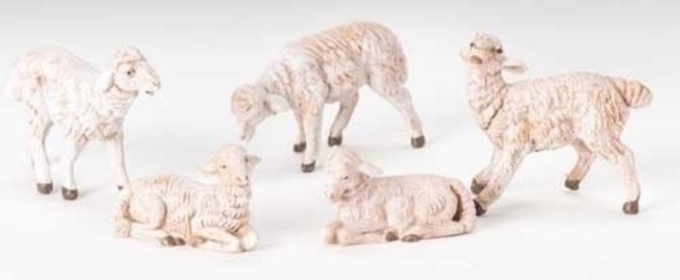 White Sheep Set of 5 - Fontanini 5" Nativity Animals Collection - 72539