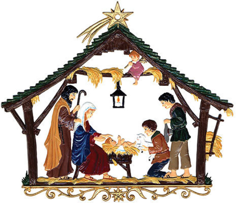 Wilhelm Schweizer Nativity  5 1/8 X 5 3/4 Ornament Bavarian Pewter