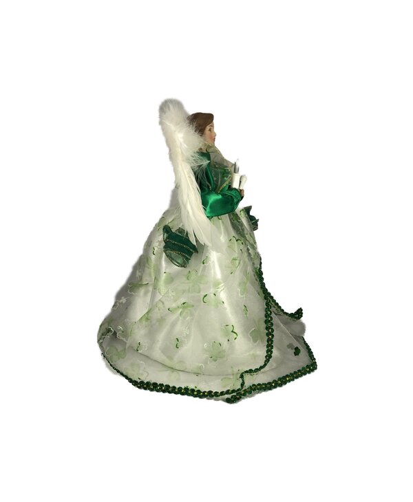 Irish Green Angel with 10 bulbs lights Holding Candles Light Up Christmas Tree Topper 12'H