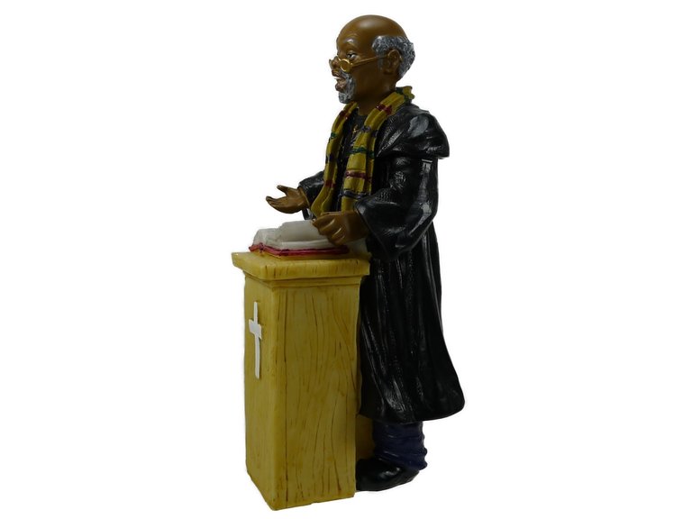 Black Preacher with Bible and Stand 6''H