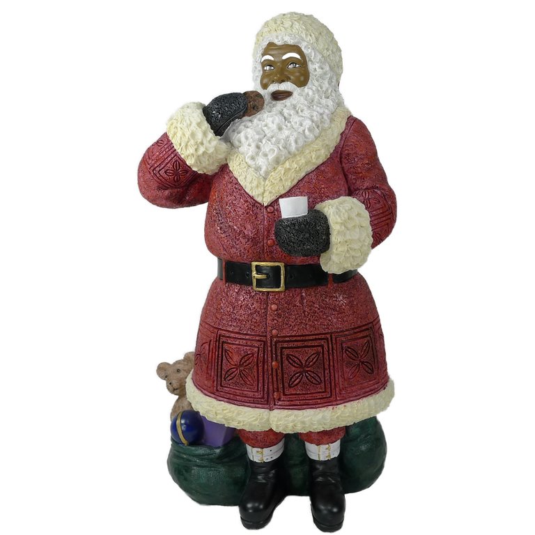 Black Santa Claus with Cookie and Milk 10.5''H