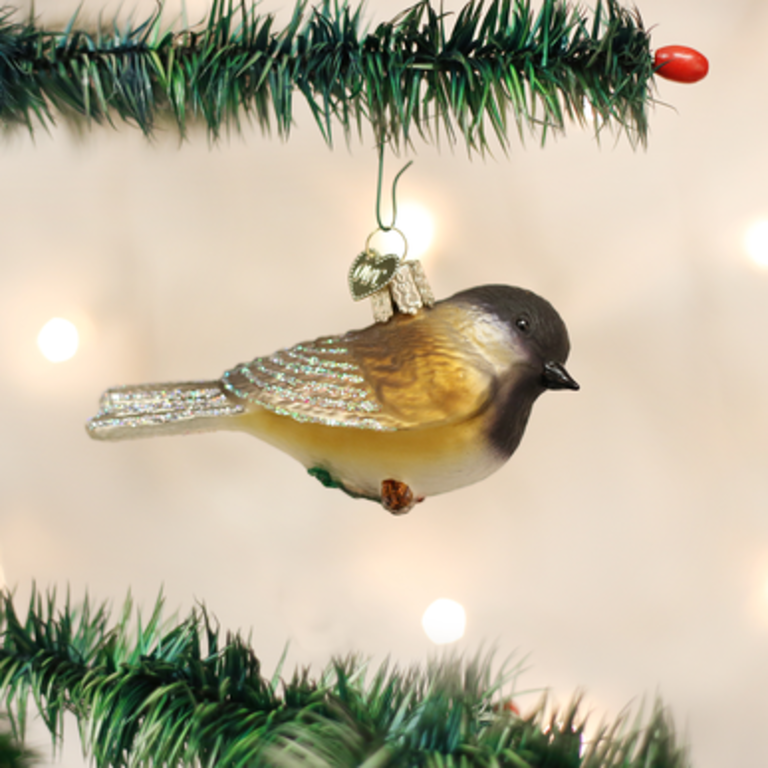 Black-capped Chickadee Mouth Blown Glass Ornament
