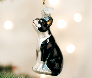 Boston Terrier Glass Dog Ornament 12290