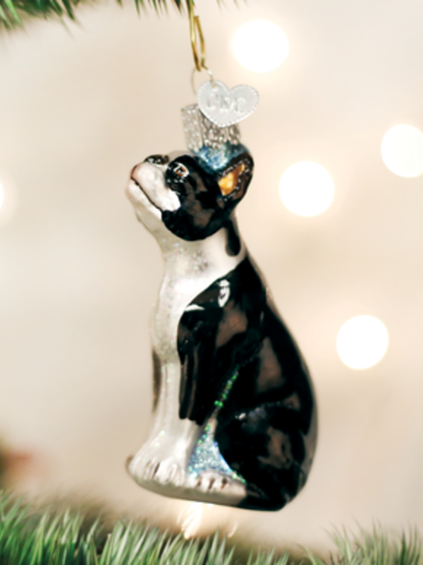 Boston Terrier Glass Dog Ornament 12290
