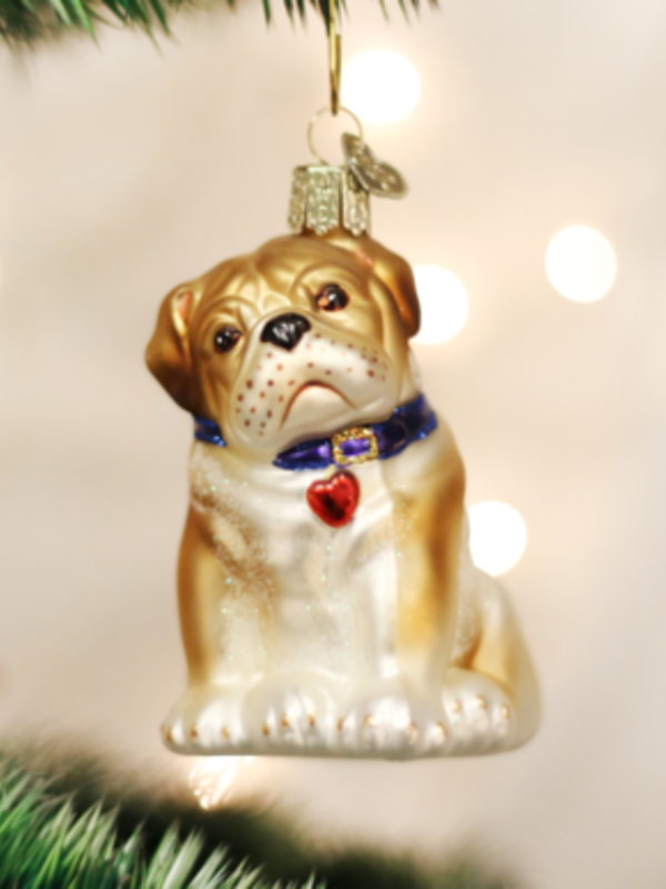 Bull Pup Glass Ornament 12136