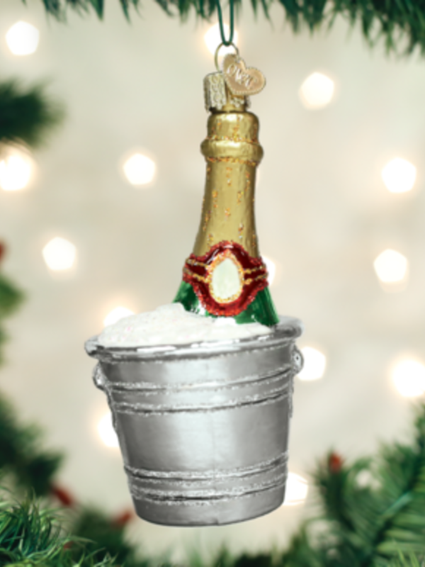 Chilled Champagne in bucket Glass Ornament 32328