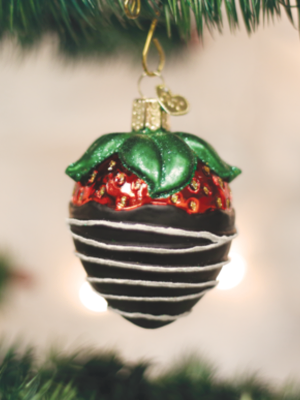 Chocolate Dipped Strawberry Glass Ornament 28116