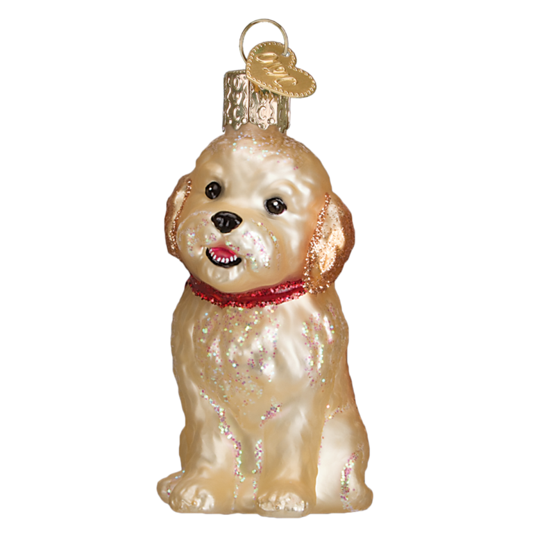 Cockapoo Puppy, Glass Dog Ornament