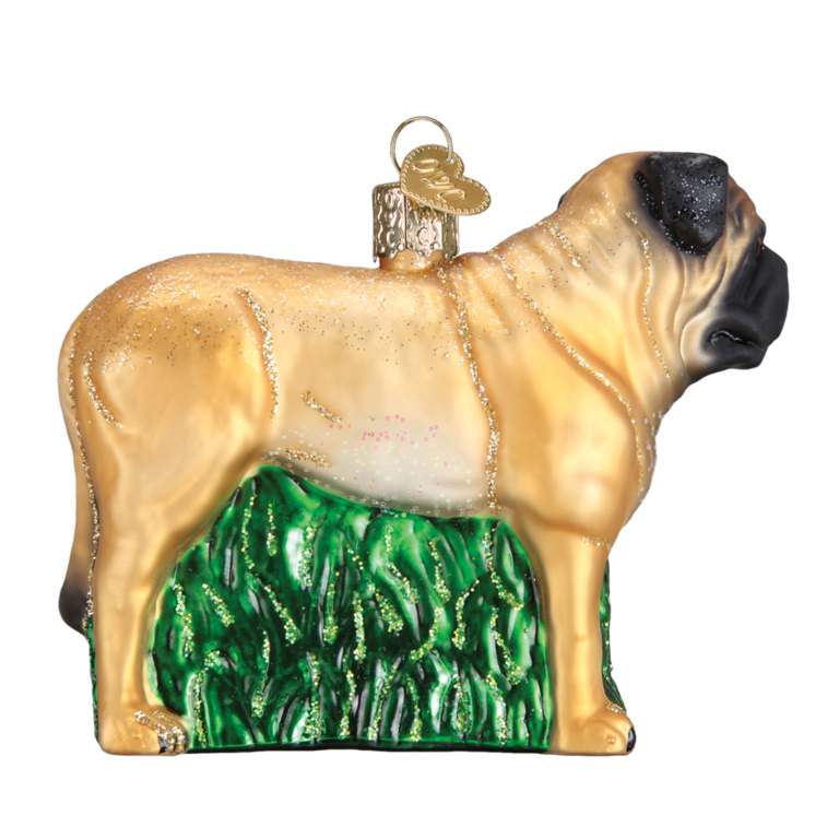 English Mastiff Mouth Blown Glass Ornament