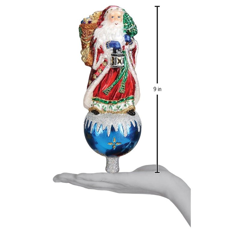 Father Christmas Mouth Blown Glass Tree Topper
