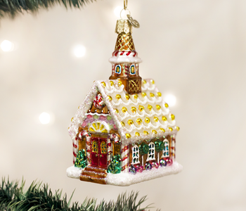 Gingerbread Church, Glass Ornament 20077