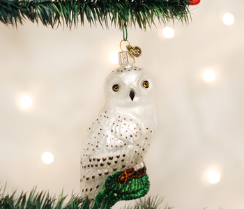 Great White Owl, Glass Ornament 16079