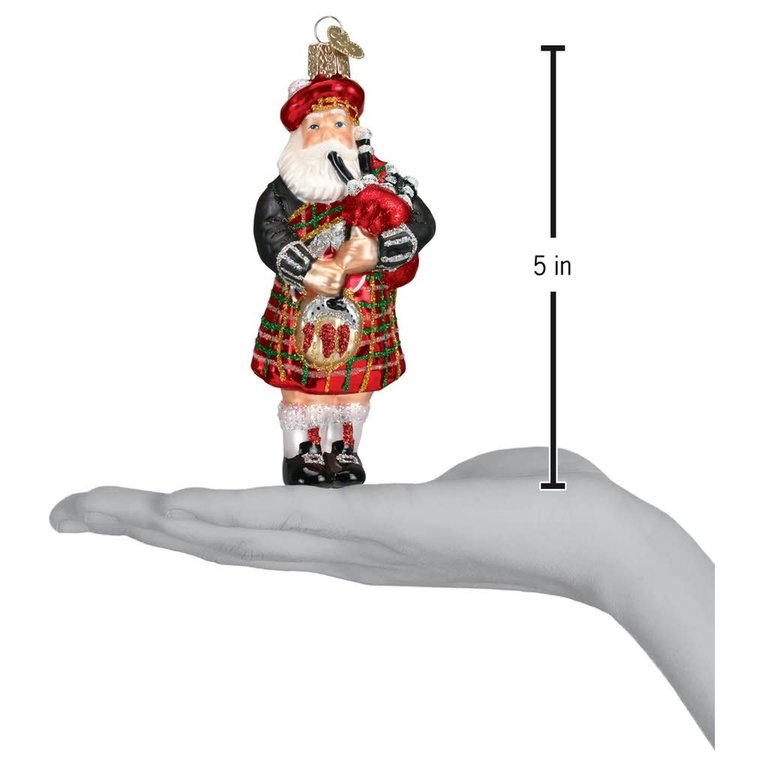 Highland Santa, Mouth Blown Glass Ornament