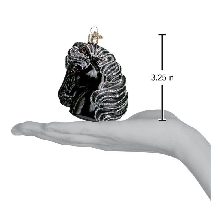 Horse Head, Mouth Blown Glass Ornament Black, White OR brown