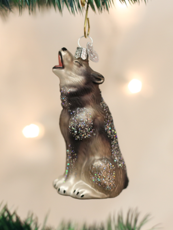 Howling Wolf, Glass Ornament 12163