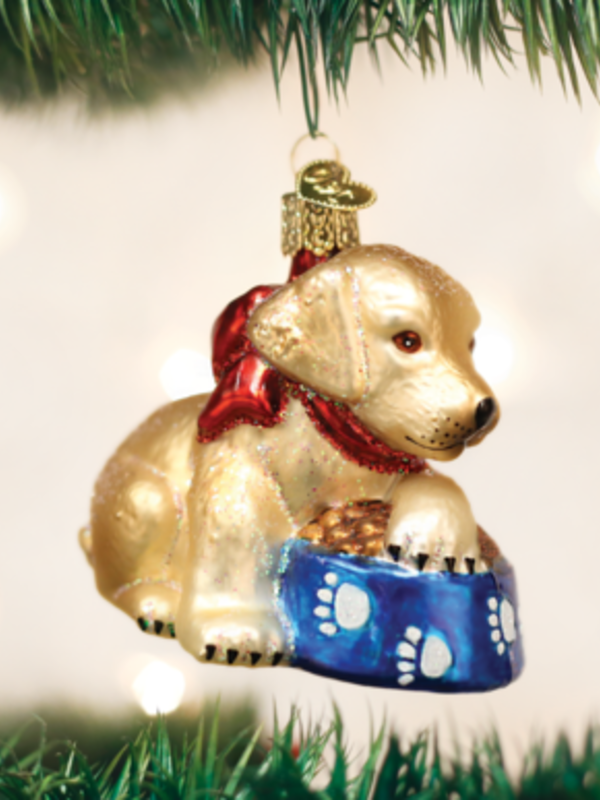 Labrador Pup, Glass Ornament 12458