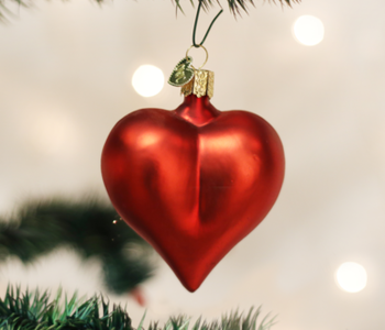 Large Matte Red Heart, Glass Ornament 30014