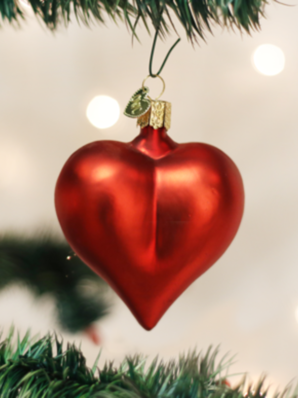 Large Matte Red Heart, Glass Ornament 30014