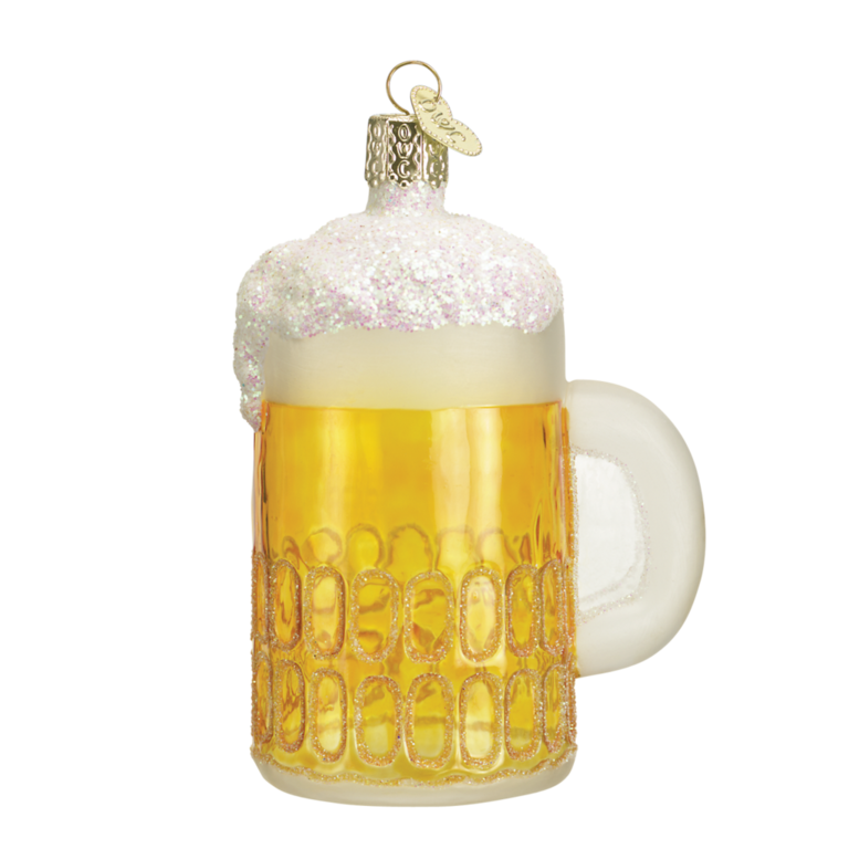 Mug Of Beer, Mouth Blown Glass  Ornament