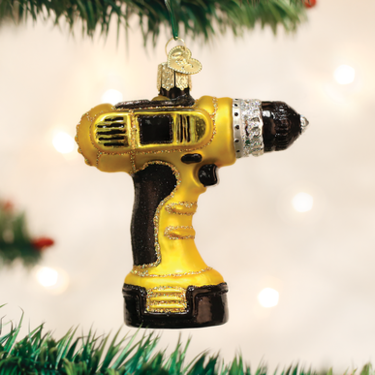 Battery Power Drill, Mouth Blown Glass ornament