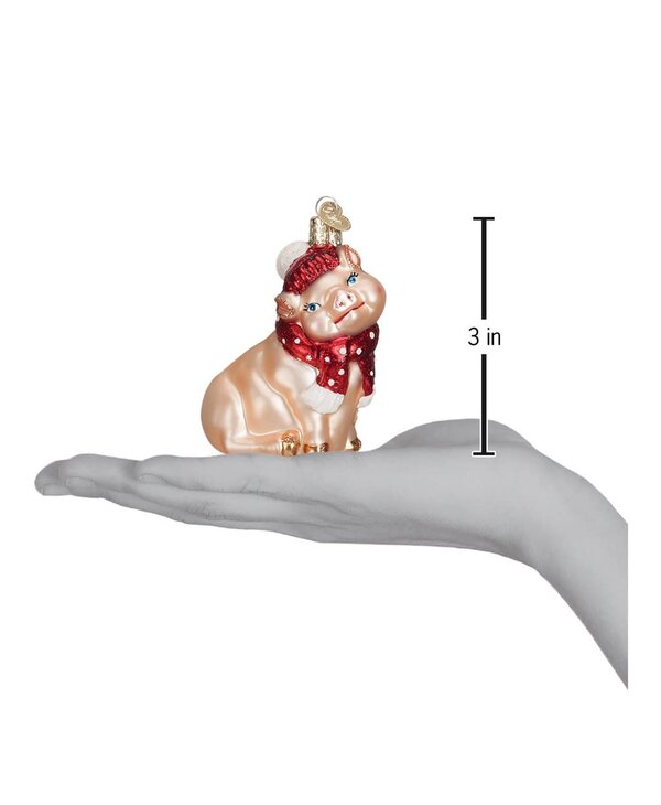 Showy Pig, Mouth Blown Glass Ornament