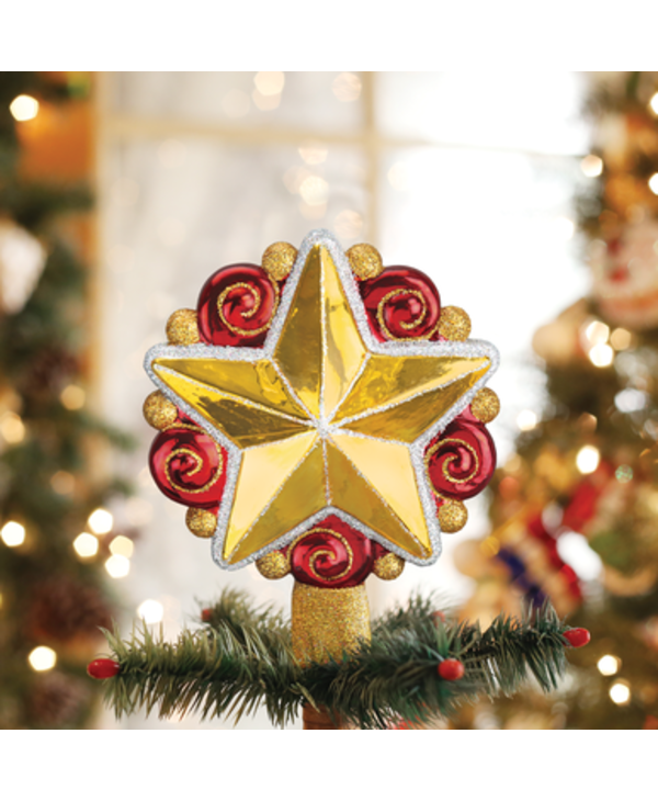 Swirly Star, Mouth Blown Glass Tree Topper