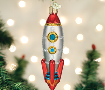 Toy Rocket Ship, Glass Ornament 44125