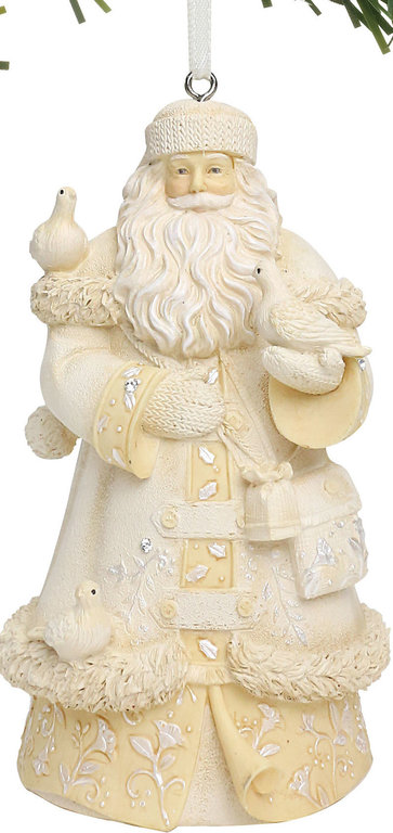 White Santa with Doves Orn,  Heart of Christmas