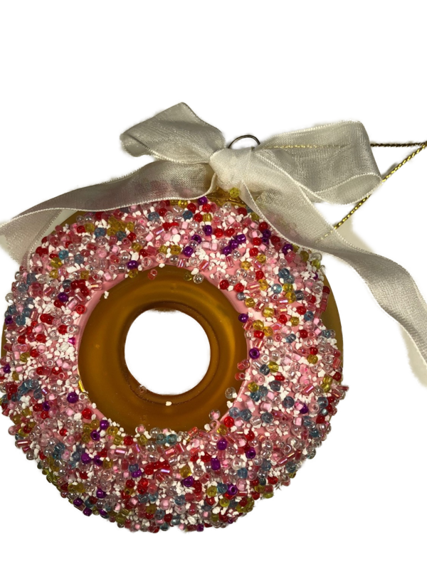 Christmas Traditions Glass Donut with Sprinkles 4"H