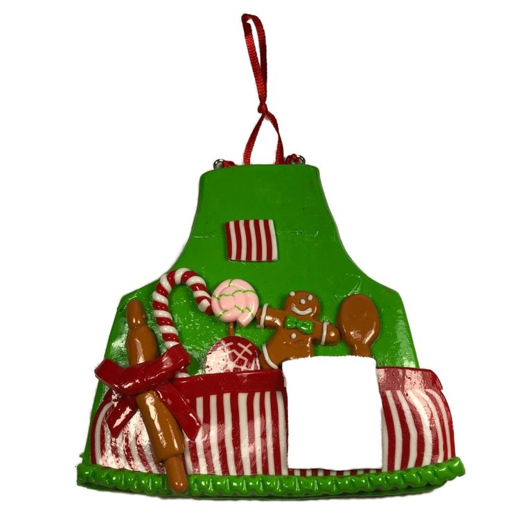Bright Green Christmas Bakers Apron 4"H