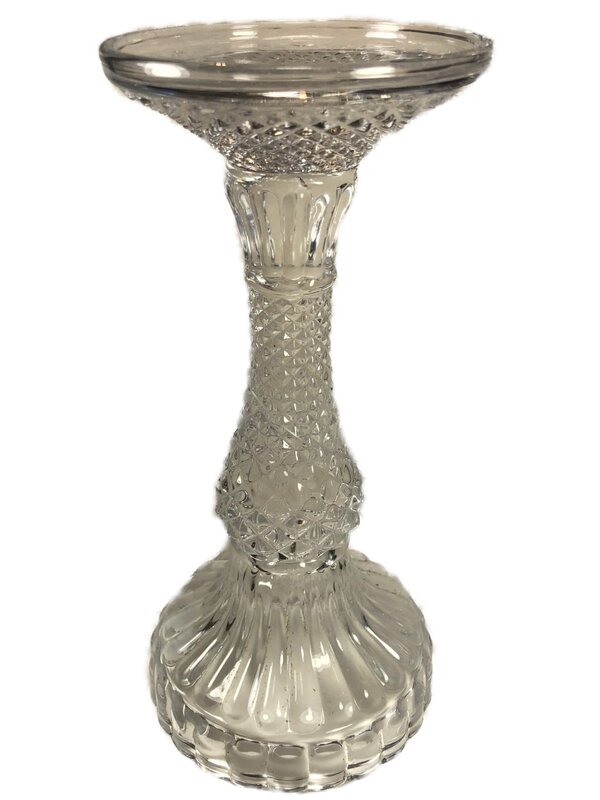 Large "Bella" Pillar Candle Holder Clear in 8 "H Depression Glass