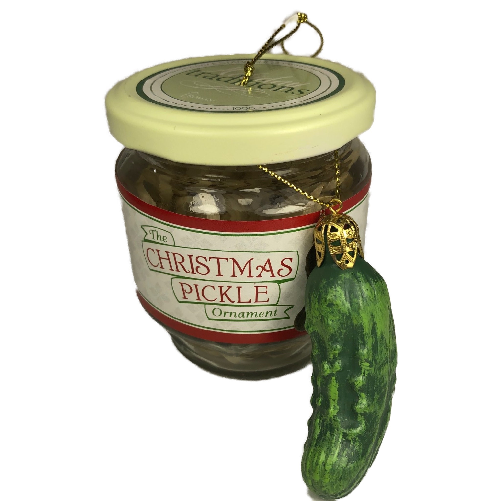 Cornichon Ornement dans un bocal en verre de 4"H et cornichon en rési