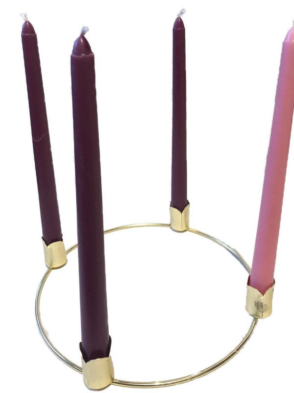 Advent Candle Set of 4 approx 10"L each, One pink and 3 Purple (Holder ring not included)