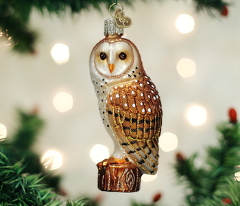 Barn Owl Glass Ornament 16118