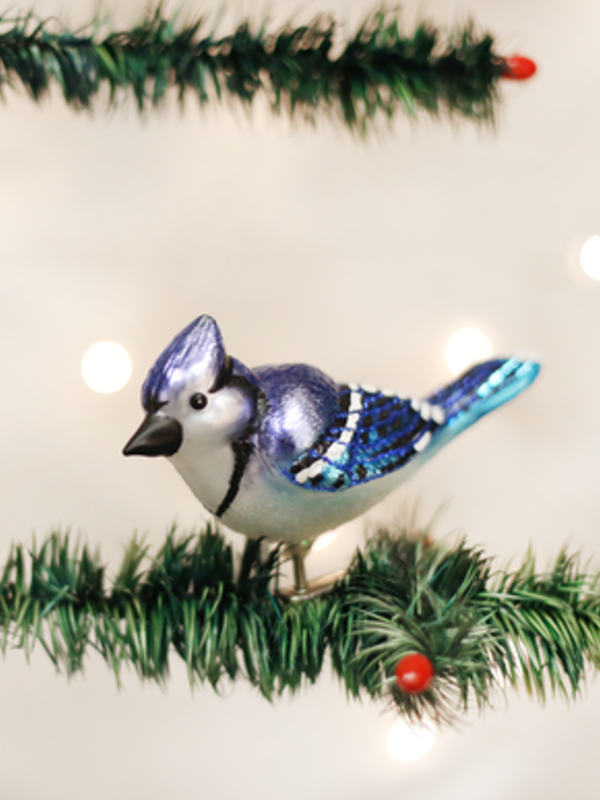 Bright Blue Jay Glass Ornament 18080