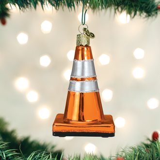 Old World Christmas Traffic Cone, Glass Ornament Old World Christmas Traffic Cone, Glass Ornament