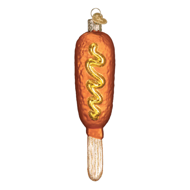 Corn Dog, Mouth Blown Glass Ornament