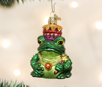 Frog King Glass Ornament 12010