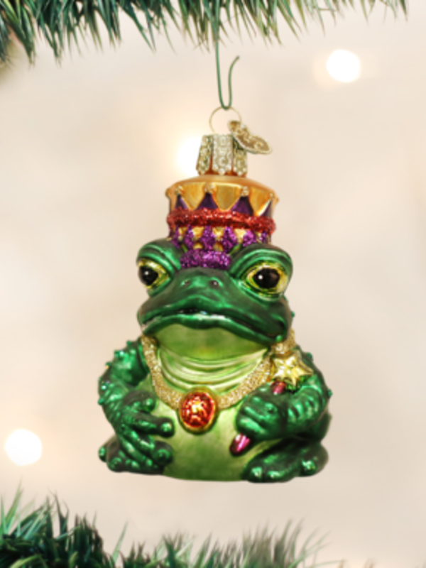 Frog King Glass Ornament 12010