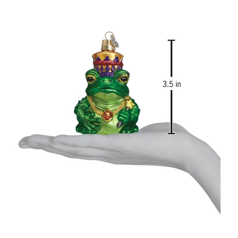 Frog King Mouth Blown Glass Ornament