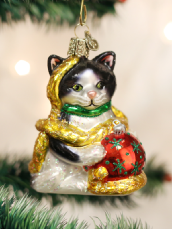 Holiday Kitten, Glass Ornament 12223