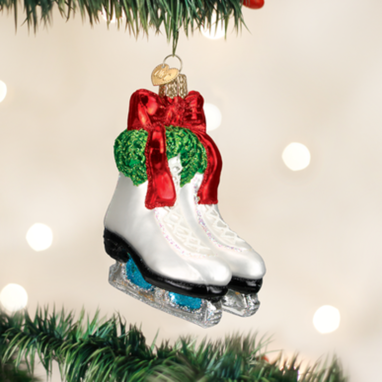 Holiday Skates, Mouth Blown Glass Ornament