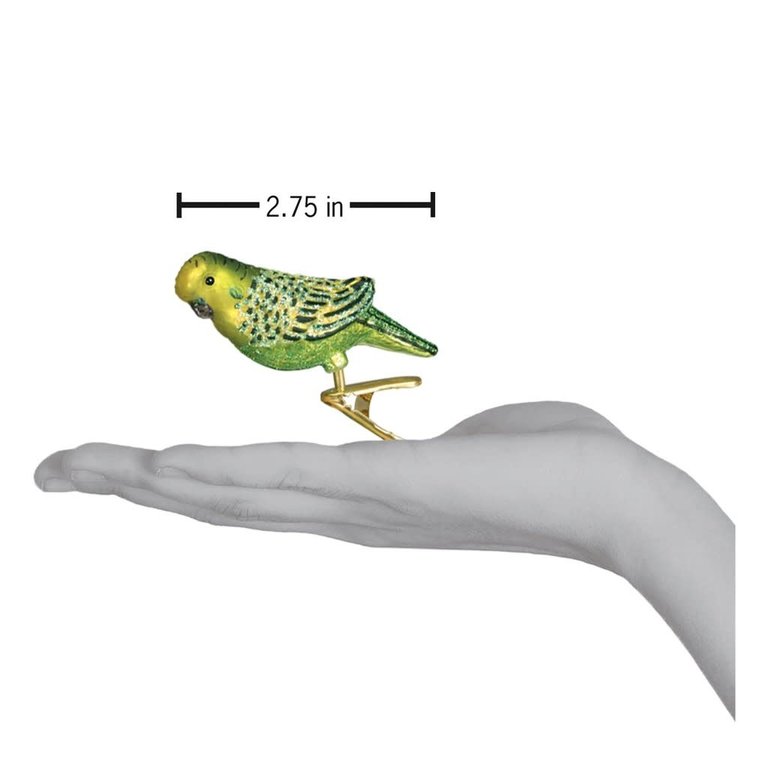 Miniature Parakeet, Mouth Blown Glass Ornament Yellow or Green