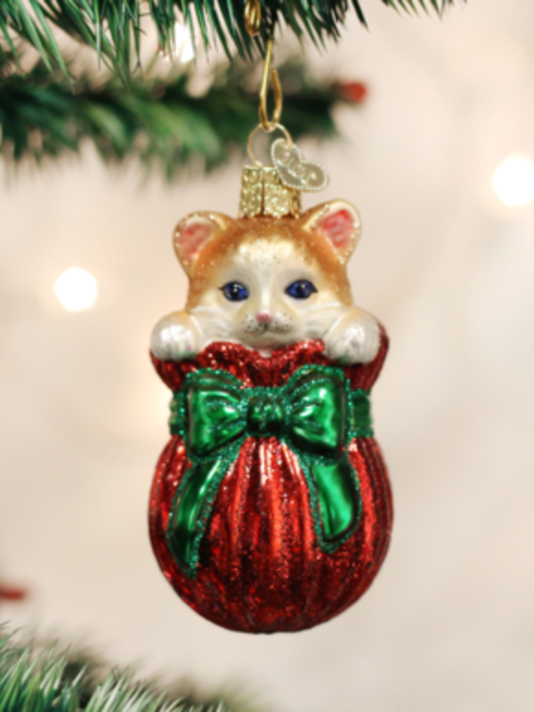 Letting The Cat Out Of The Bag, Glass Ornament 12370