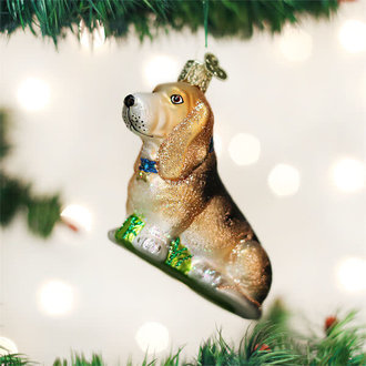 Old World Christmas Basset Hound, Glass Ornament Old World Christmas Basset Hound, Glass Ornament
