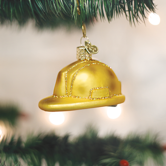 Old World Christmas Construction Helmet, Glass Ornament Old World Christmas Construction Helmet, Glass Ornament