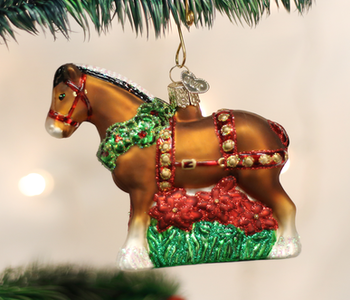 Holiday Clydesdale, Glass Ornament 12255